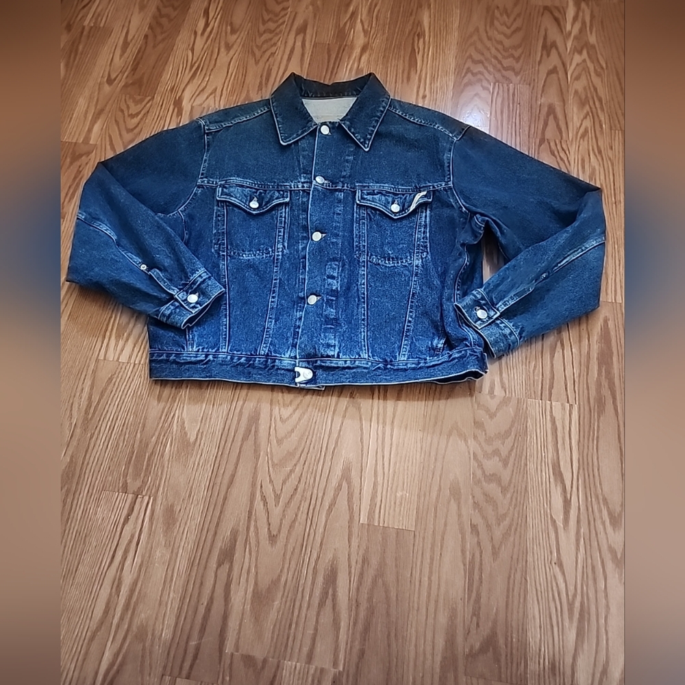 Y2k esprit vintage trucker jean jacket lg made in‎ Italy 100%cotton unisex blue